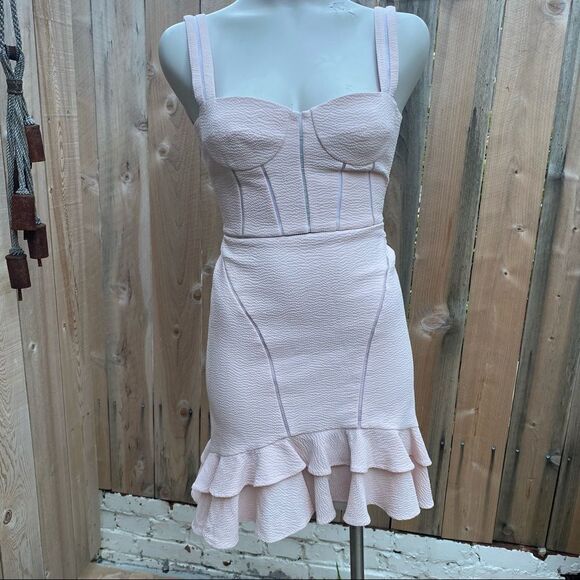 Jonathan Simkhai Seersucker Bustier mini dress size 0 light pink - Picture 3 of 16